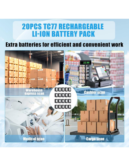 20 Baterías de Reemplazo Polímero Litio Sicimly para Zebra TC70 TC75