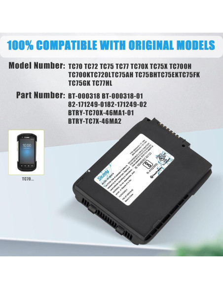 20 Baterías de Reemplazo Polímero Litio Sicimly para Zebra TC70 TC75