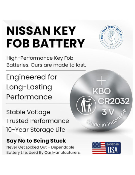 Baterías CR2032 para Llaveros Nissan e Infiniti - Paquete de 2
