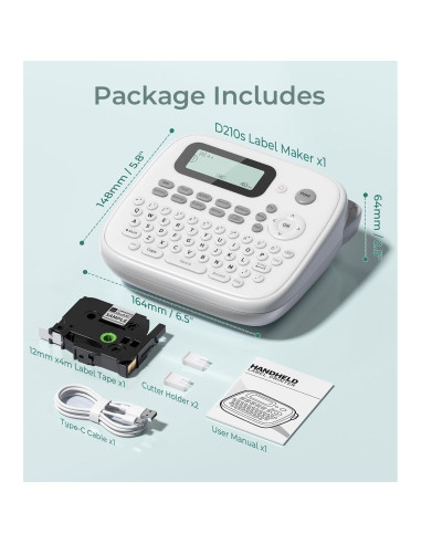 Máquina de Etiquetas VolenGo D210S con Cinta Laminada 12mm