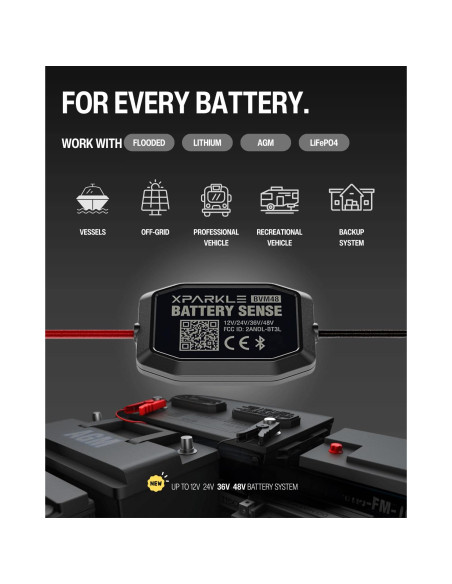 Monitor de Batería Bluetooth HomTok BVM48 12V-48V con Alarma