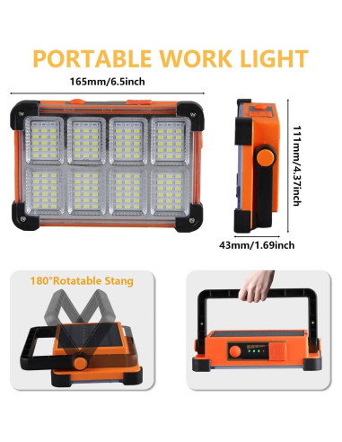 Luz de Trabajo Solar Recargable YXQUA 120W 10000LM IP66