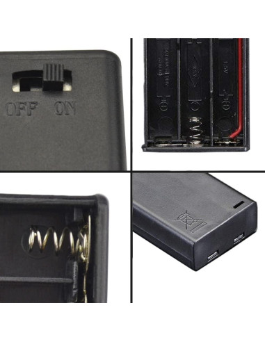 Caja de Almacenamiento para 3 Baterías AAA ShangHJ con Interruptor