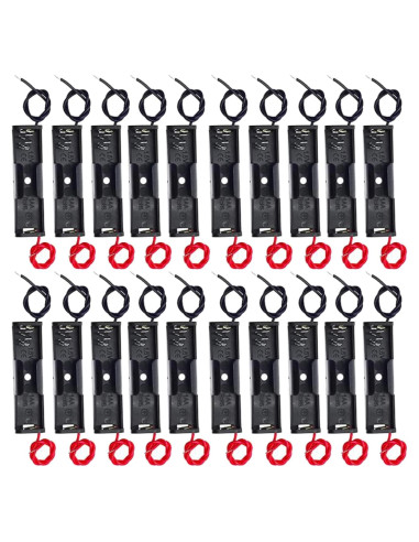 20 Soportes de Batería AA con Cable AEDIKO 1 Slot 1.5V