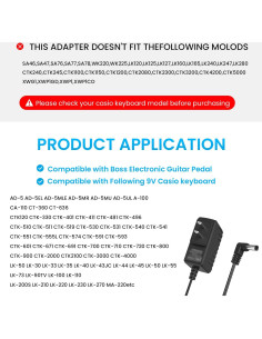 Adaptador 9V 850mA para Pedales de Efectos Boss y Casio 2