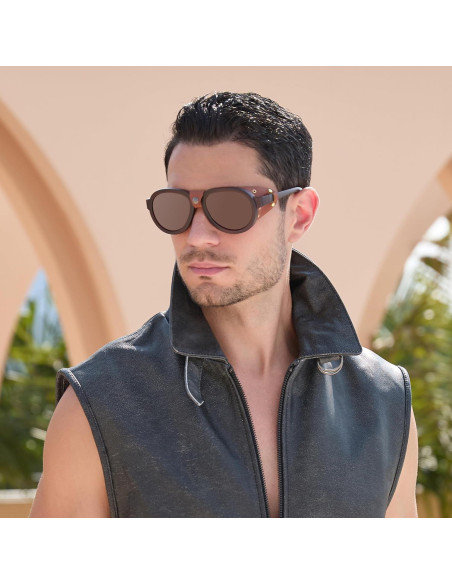 Gafas de sol aviador steampunk MACJERO con lentes UV400