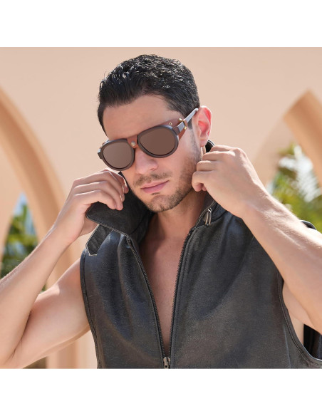 Gafas de sol aviador steampunk MACJERO con lentes UV400