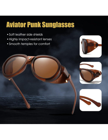 Gafas de sol aviador steampunk MACJERO con lentes UV400
