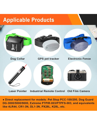 Paquete de 4 Baterías 2CR1/3N 6V Bayattoo para Collares de Perro