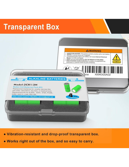 Paquete de 4 Baterías 2CR1/3N 6V Bayattoo para Collares de Perro