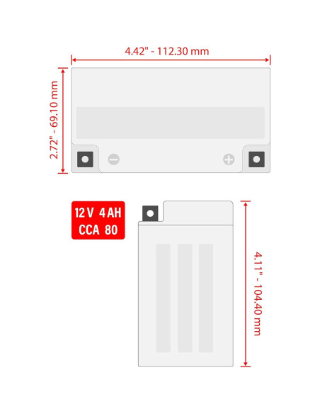 Batería AGM Caltric 12V para Honda TRX90 2006-2016
