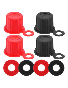 Cubiertas de terminal de batería EupHHonycs 4 PCS ABS Rojo Negro