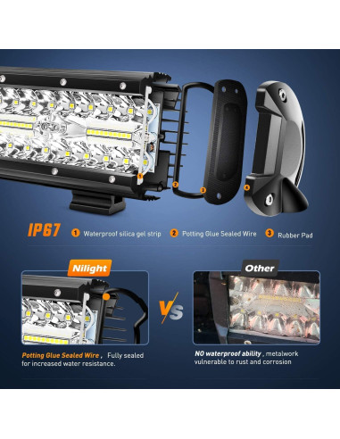 Barra de Luz LED Nilight 50cm 420W Combo Inundación y Spot