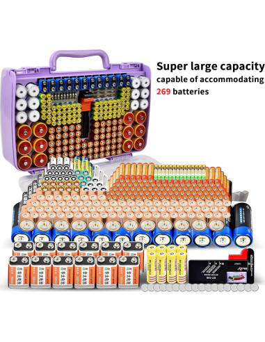 Caja organizadora de baterías Aptbyte con probador - 269 baterías