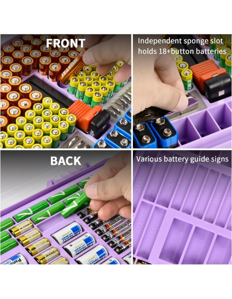 Caja organizadora de baterías Aptbyte con probador - 269 baterías