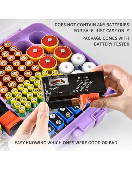 Caja organizadora de baterías Aptbyte con probador - 269 baterías