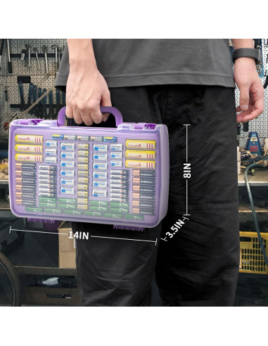 Caja organizadora de baterías Aptbyte con probador - 269 baterías