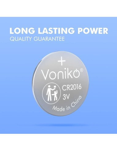 Baterías de Litio Voniko CR2016 3V Paquete de 10 - Seguridad Infantil