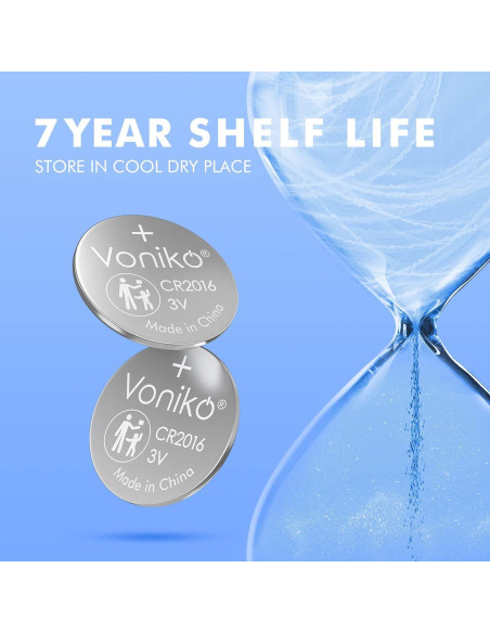 Baterías de Litio Voniko CR2016 3V Paquete de 10 - Seguridad Infantil
