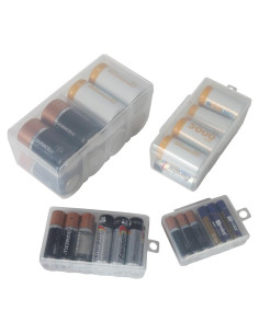 Juego de 4 Organizadores de Baterías Home-X - Transparente, AA, AAA, C, D