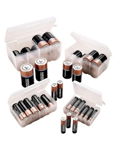 Juego de 4 Organizadores de Baterías Home-X - Transparente, AA, AAA, C, D 2
