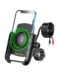 Soporte para Teléfono de Motocicleta BRCOVAN M9S con Cargador Inalámbrico 15W y USB-C 20W