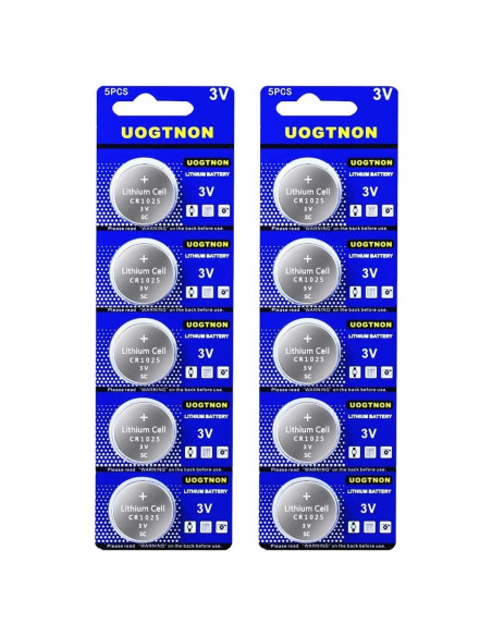 Batería de Litio CR1025 3V UOGTNON - Paquete de 10