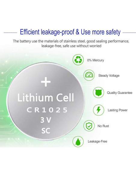 Batería de Litio CR1025 3V UOGTNON - Paquete de 10