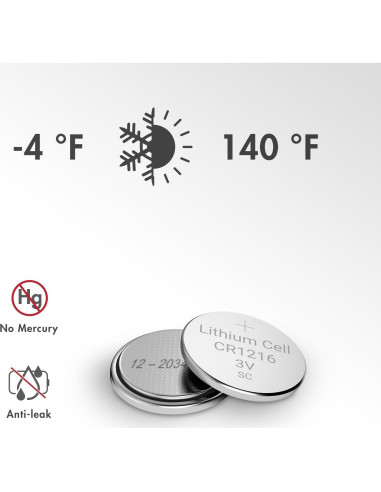 Batería de botón Tenergy CR1216 3V - 5 unidades para relojes