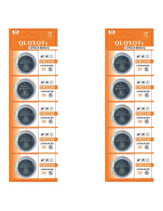10 Baterías CR2330 Litio 3V QLQXQTy para Reloj y Electrónicos