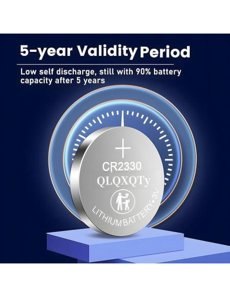 10 Baterías CR2330 Litio 3V QLQXQTy para Reloj y Electrónicos
