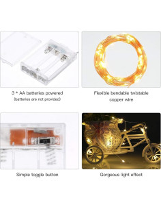 Luces de Hadas LED Ariceleo 5m Cobre 2 Paquetes Blanco Cálido 2