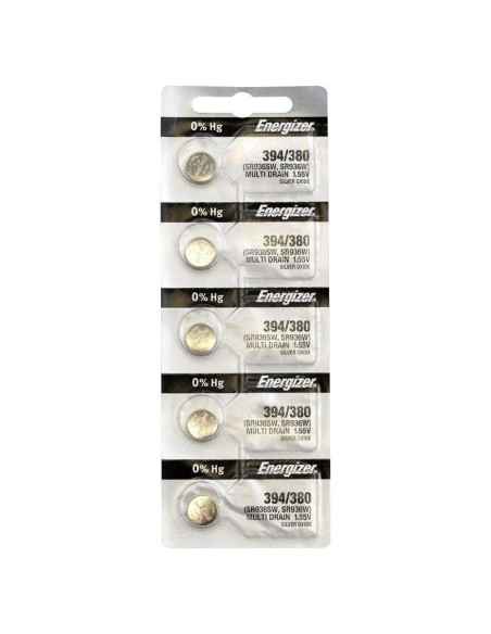 Batería de botón Energizer 394 de óxido de plata - Paquete de 5