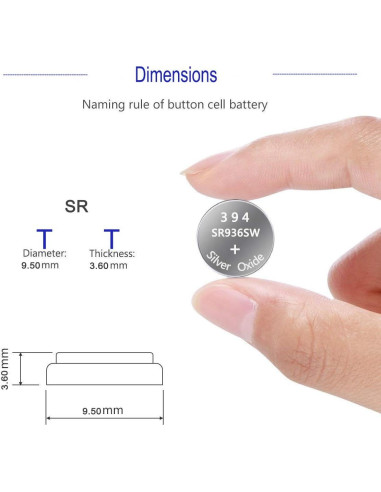 Batería de Reloj 394 SR936SW 1.55V Paquete de 10 Unidades