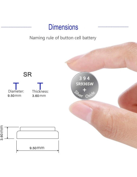 Batería de Reloj 394 SR936SW 1.55V Paquete de 10 Unidades