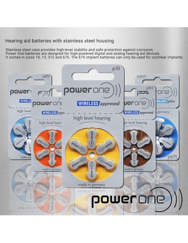 Baterías para Implantes Cocleares Power One 675 - 300 Unidades
