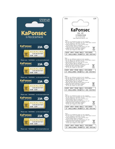 Paquete de 5 Baterías Alcalinas 23A 12V KaPonsec