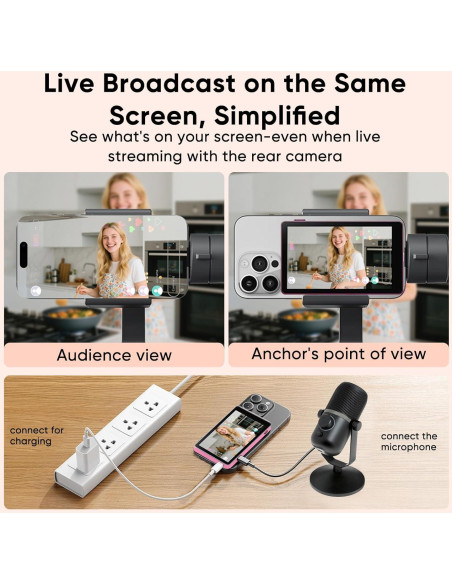 Pantalla Monitor Selfie COKAIYI Rosa 4K 30fps Inalámbrica