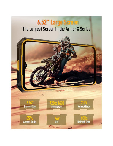 Ulefone Armor X13 Teléfono Rústico 6.52" 12GB+64GB IP68 Negro