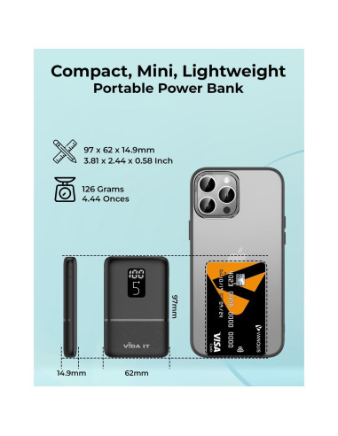 Banco de Batería Portátil Vida IT 5000mAh USB-C LED