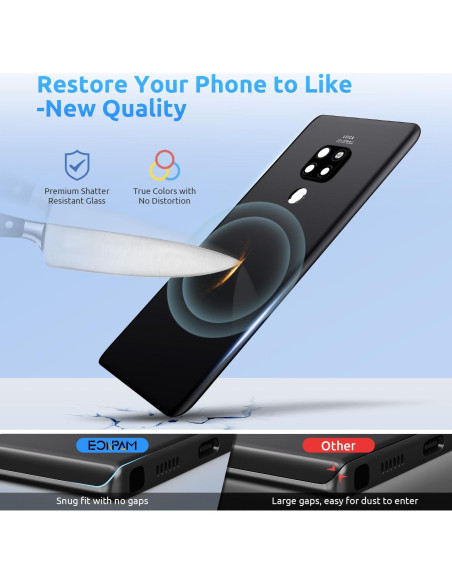 Cristal Trasero para Huawei Mate 20 Eonpam Negro + Kit Herramientas