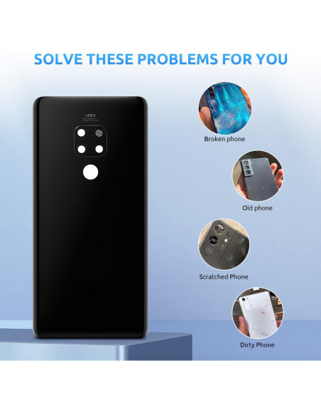 Cristal Trasero para Huawei Mate 20 Eonpam Negro + Kit Herramientas