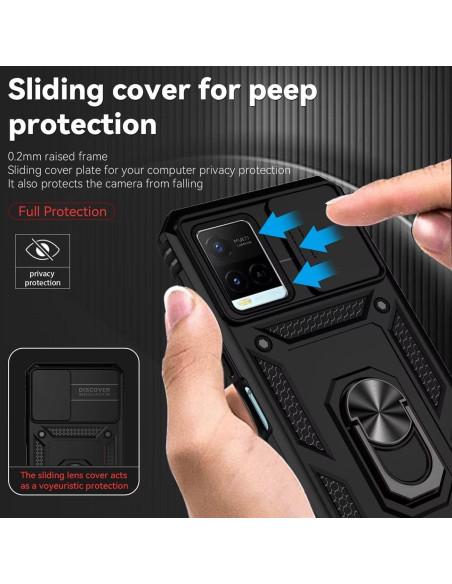 Funda para Vivo Y21 y Y33S con Protector de Pantalla y Soporte