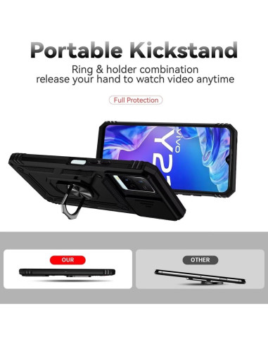 Funda para Vivo Y21 y Y33S con Protector de Pantalla y Soporte