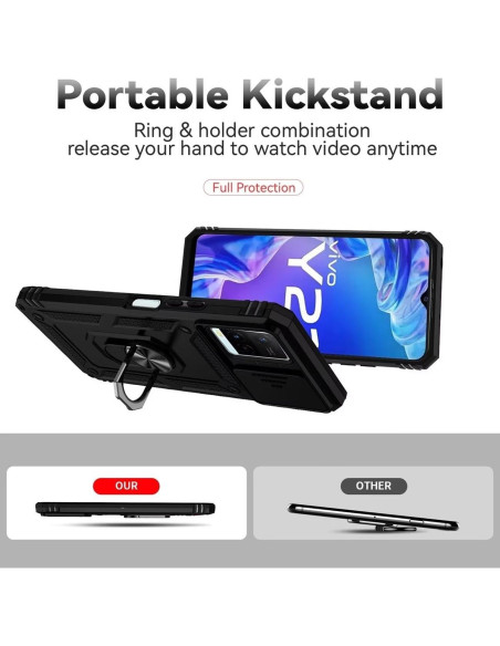 Funda para Vivo Y21 y Y33S con Protector de Pantalla y Soporte