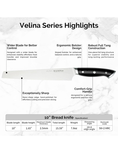 Cuchillo de Pan WICKWILLOW 25.4 cm Acero Alemán Ultra Afilado