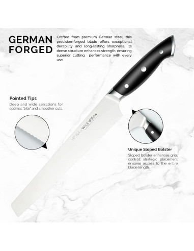 Cuchillo de Pan WICKWILLOW 25.4 cm Acero Alemán Ultra Afilado