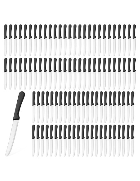 Zhehao 100 Cuchillos de Carne 21.3 cm Acero Inoxidable Negro
