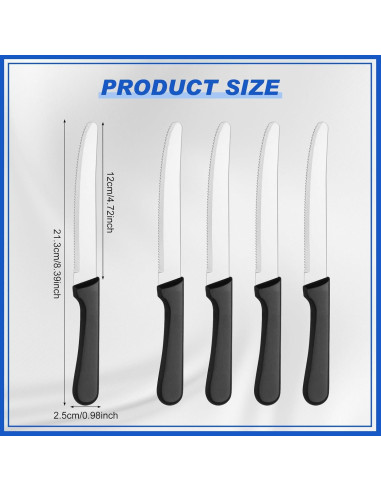 Zhehao 100 Cuchillos de Carne 21.3 cm Acero Inoxidable Negro