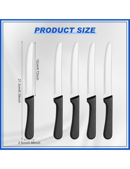 Zhehao 100 Cuchillos de Carne 21.3 cm Acero Inoxidable Negro
